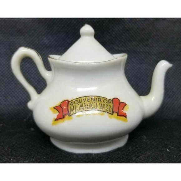 Vintage Japan Milwaukee Wisconsin WI Souvenir Miniature Teapot Tea Pot Floral - Picture 2 of 12